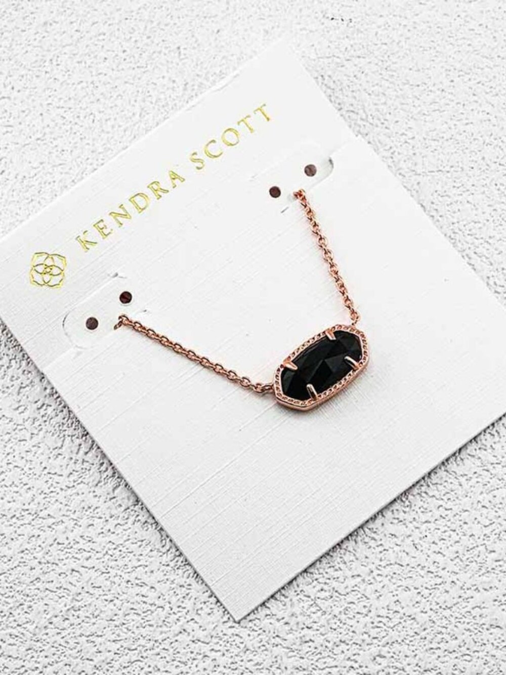 Kendra Scott Rose Gold Necklace with Black Stone